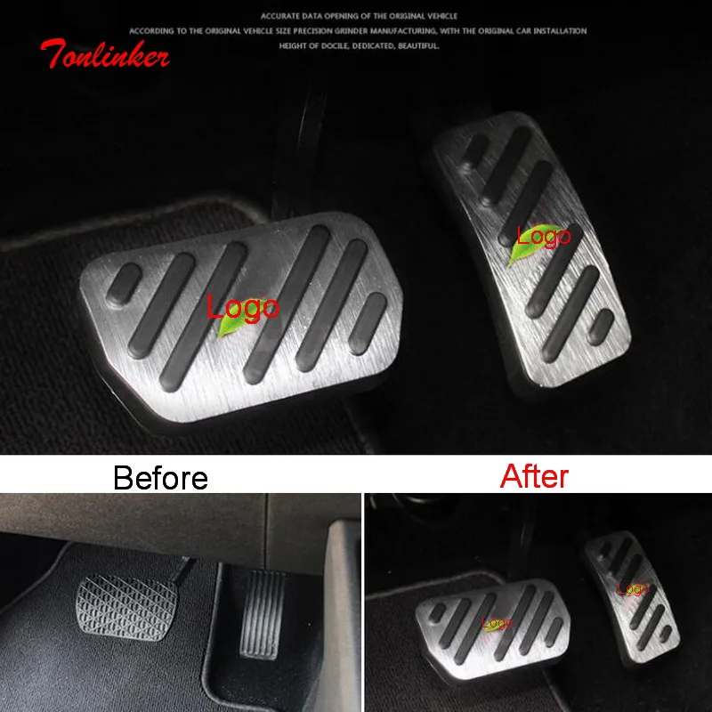 

Tonlinker Interior Car Gas/Foot brake Mouldings Cover sticker For Geely Atlas 2016-19 Car Styling 2 PCS Aluminum Covers sticker