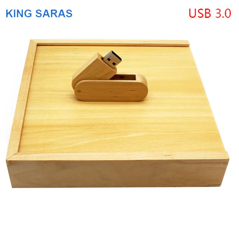 KING SARAS usb3.0 логотип фотография 360 Поворот градусов кленовое дерево+ коробка usb флеш-накопитель 4 ГБ 8 ГБ 16 ГБ 32 Гб usb 3,0 деревянный