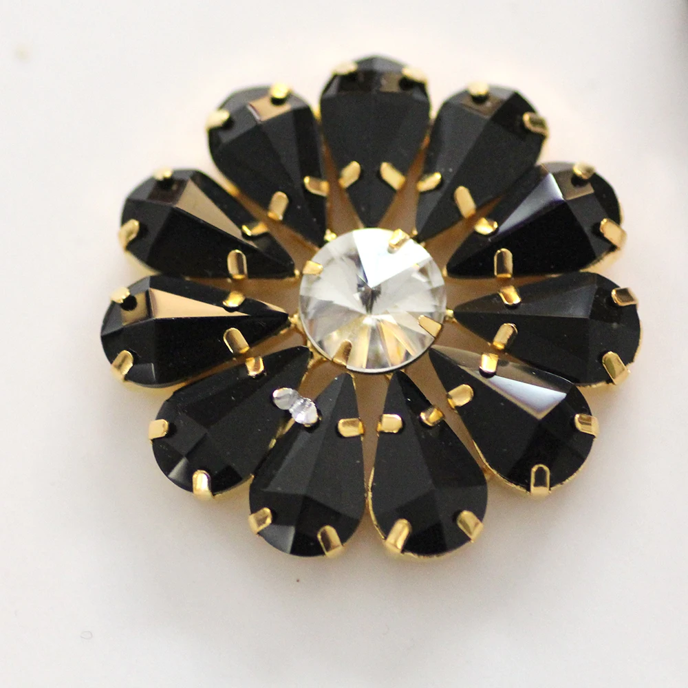 38 мм круглый черный цветок Форма пришить на горный хрусталь с когтями установка