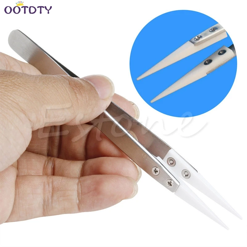 

Heat Resistant Stainless Steel Ceramic Tweezers Pointed Tip For Coils-25
