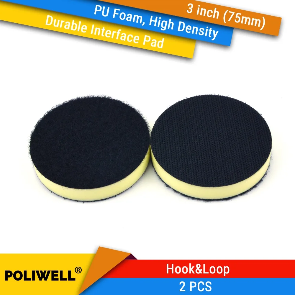 2PCS 3 Inch(75mm) Durable High Density PU Foam Surface Protection Interface Pads for 3&quot Back-up Sanding Pad Power Rotary Tools |