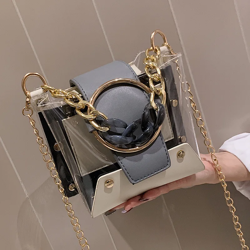 Прозрачная сумка сумки через плечо для женщин ПВХ Желейная маленькая сумочка