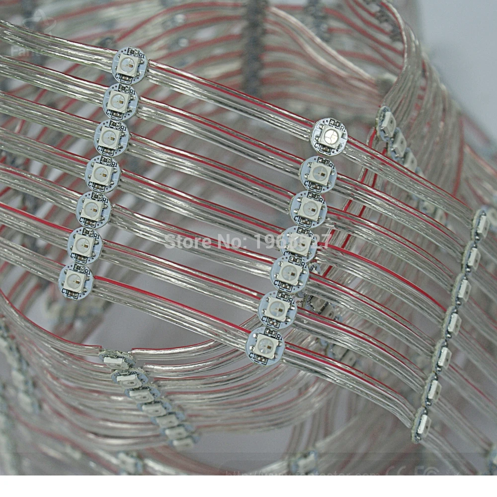 full color 5050 smd rgb WS2811 led string pixel light Round shape 50pcs/string white PCB Non-Waterproof IP20 DC5V input | Лампы и