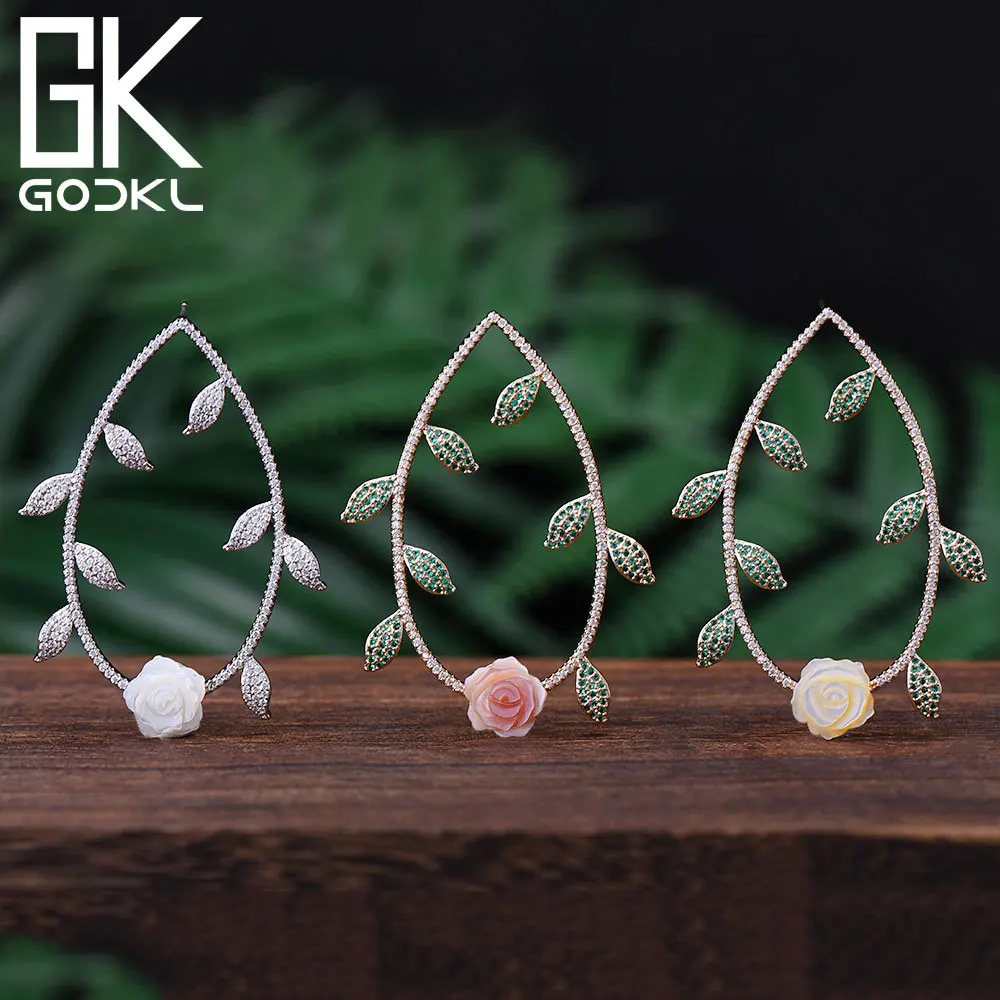 Женские длинные серьги гвоздики GODKI роскошные модные большие свадебные с