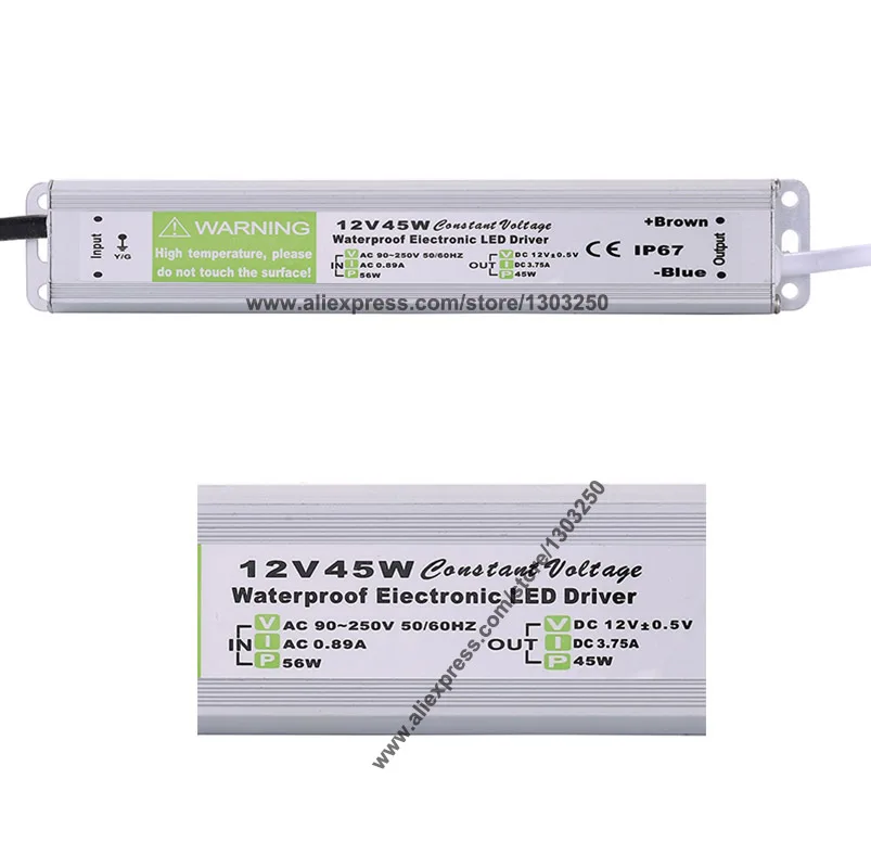 DC 12V 45W Водонепроницаемый Светодиодный драйвер Трансформатор источник питания