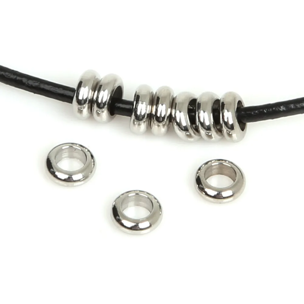 New Arrival 20/50/100Pcs Big Hole Bead Stainless Steel Spacer Beads European Ring Fitting For DIY Jewelry Accessorie | Украшения и