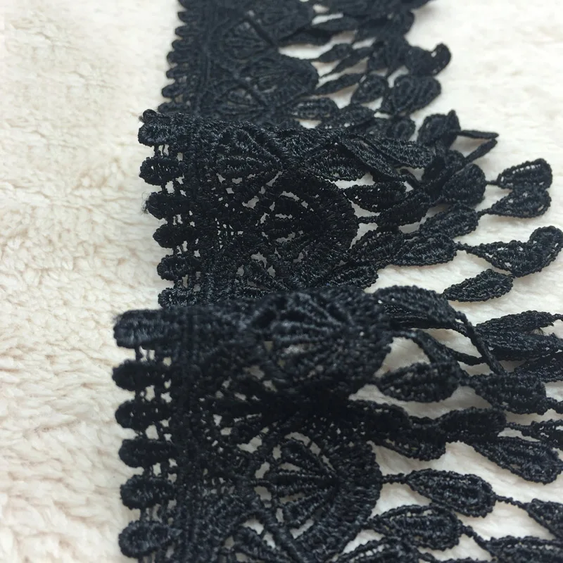 High Quality15 Yards Polyester Black White Tassel Dangling Fringe Lace Trims For DIY Sewing Craft 8cm Width | Дом и сад