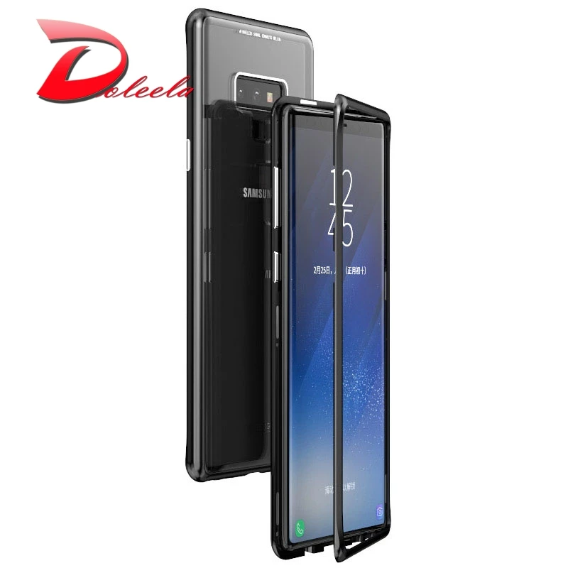 Магнитная чехол для телефона Samsung Galaxy A7 A9 2018 закаленное стеклянный магнит задняя