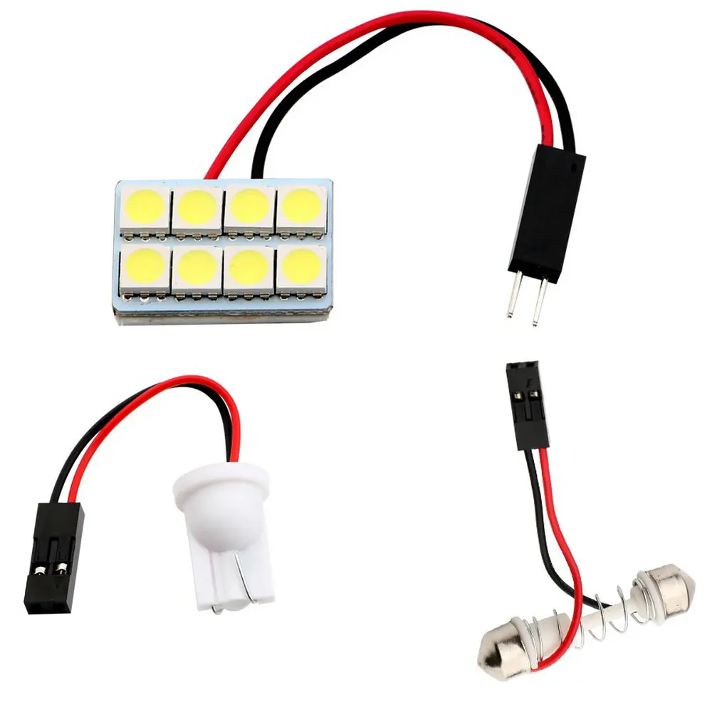 YM E Bright 10 шт. белый 8 SMD 5050 3 Chips LED световая панель Festoon + T10 Адаптеры купольная лампа|t10