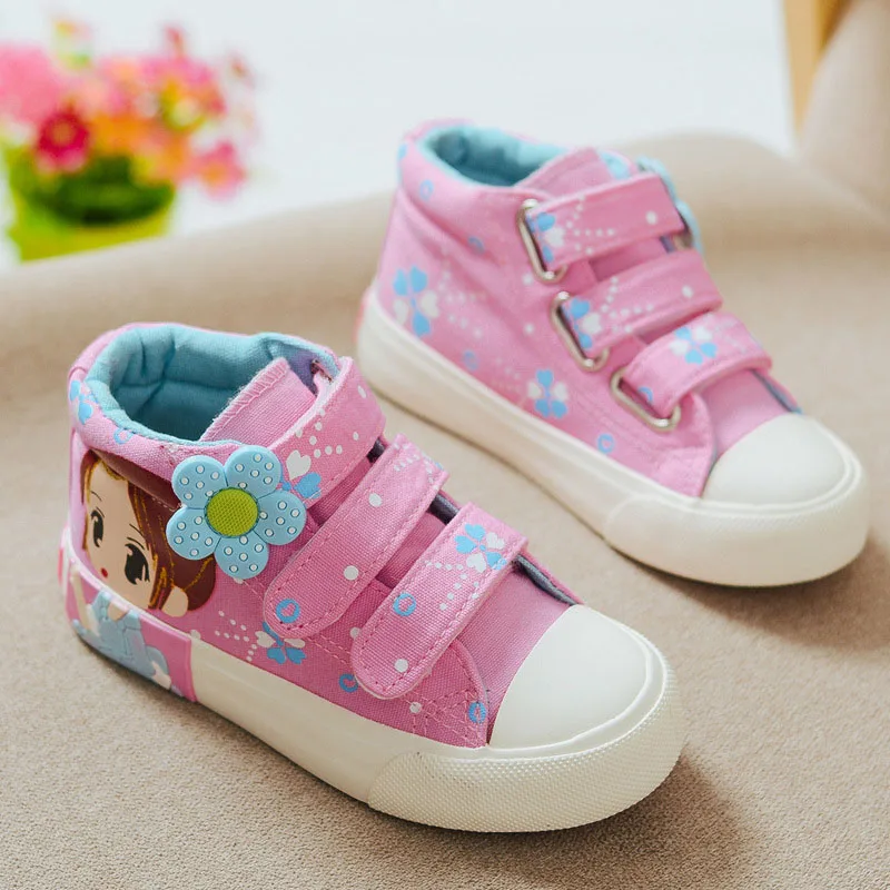 2017 New Children Shoes Girls Canvas Kids Fashion Cute Cartoon Running Sport Sneakers Flat Soft Comfortable School | Детская одежда и