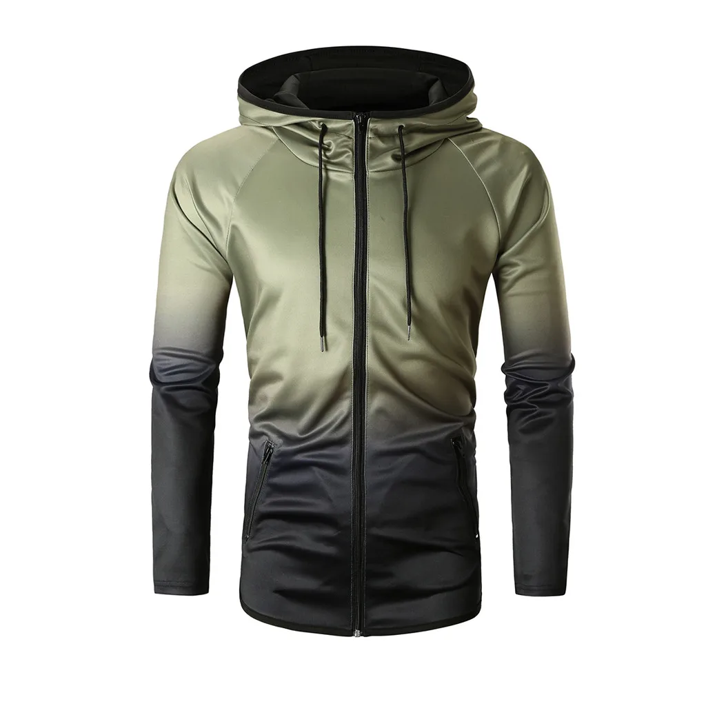 Мужской свитер на молнии с длинным рукавом Свободный Повседневный спортивный