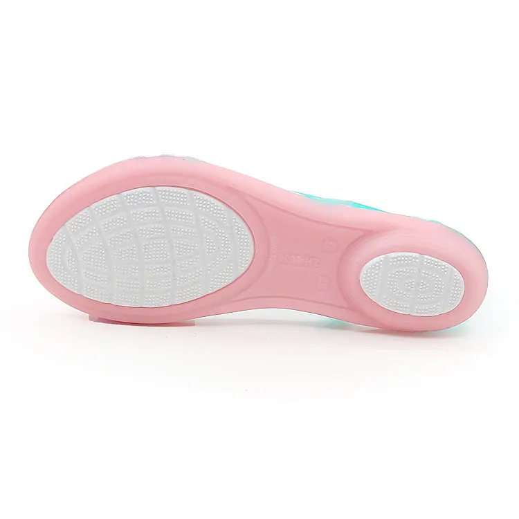 Сандалии желе женские с открытым носком радужные пляжные туфли плоская подошва