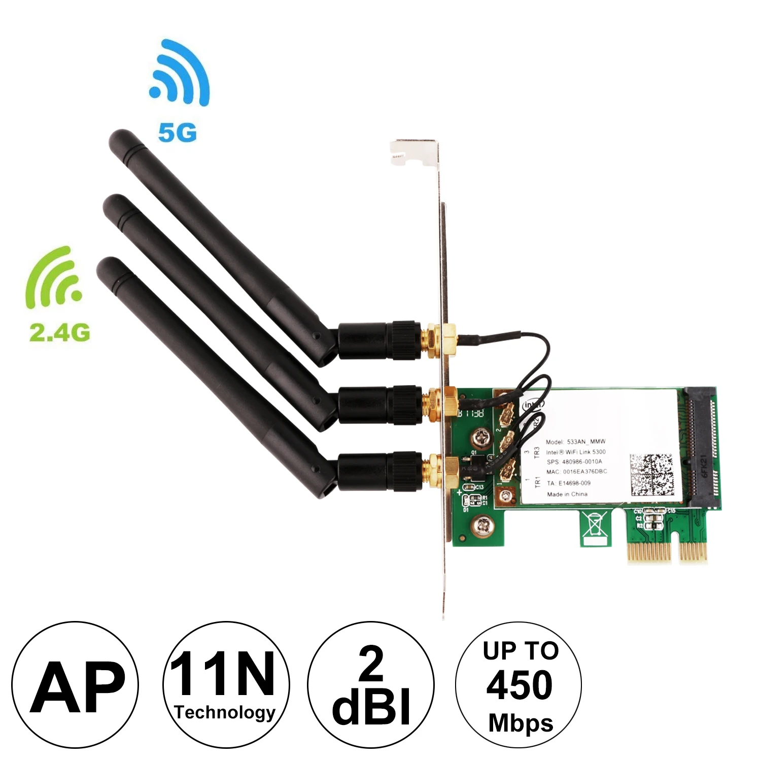 Ubit Беспроводной Dual Band WIE5300 Wi Fi адаптер сетевой карты с 2dBi внешний Съемная антенна
