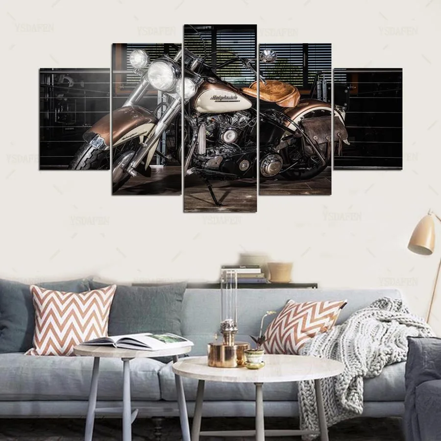 Ysdafen HD печатных мотоцикл Фотографии Живопись 5 шт. холсте Декор комнаты печати