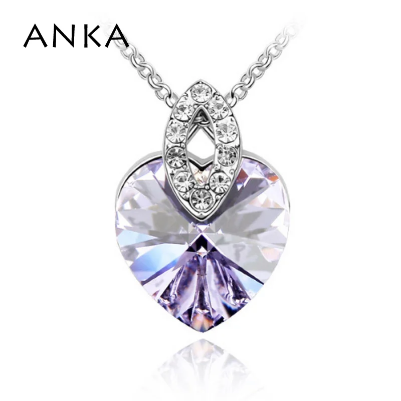 Ожерелье-подвеска из австрийского хрустального сердечка с родиевым покрытием