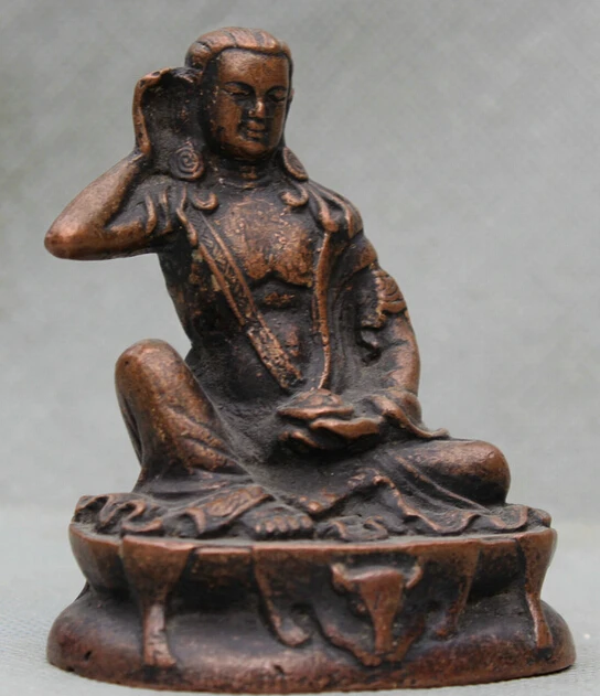 Xd 002344 Тибетский буддизм фиолетовая бронза миларепа Будда сиденье голова оленя