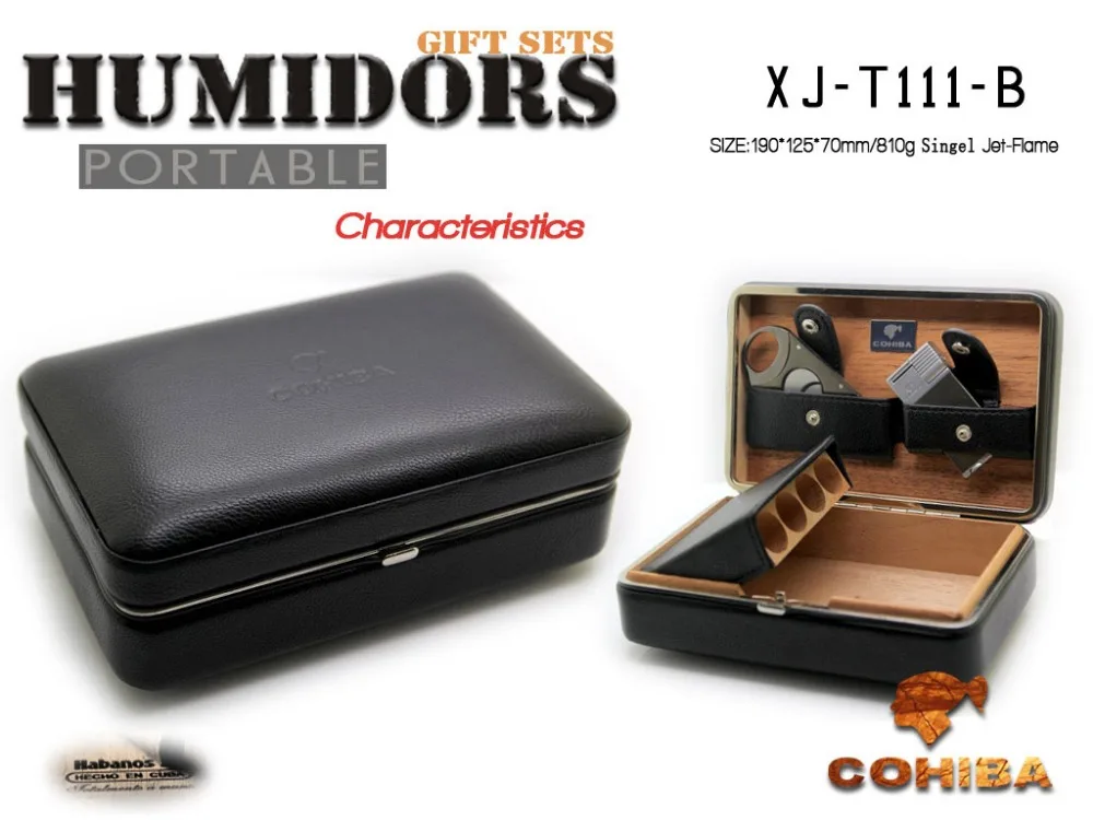 Хьюмидоры для сигар из дерева и кожи резак надувная ветрозащитная газовая