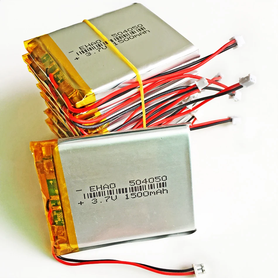 Jst-充電式リチウムポリマーlipoバッテリー,10個,1.25mm,3.7v,1500mah,504050,dvdパッド,モバイル,タブレット,pc,カメラ,パワーバンク用