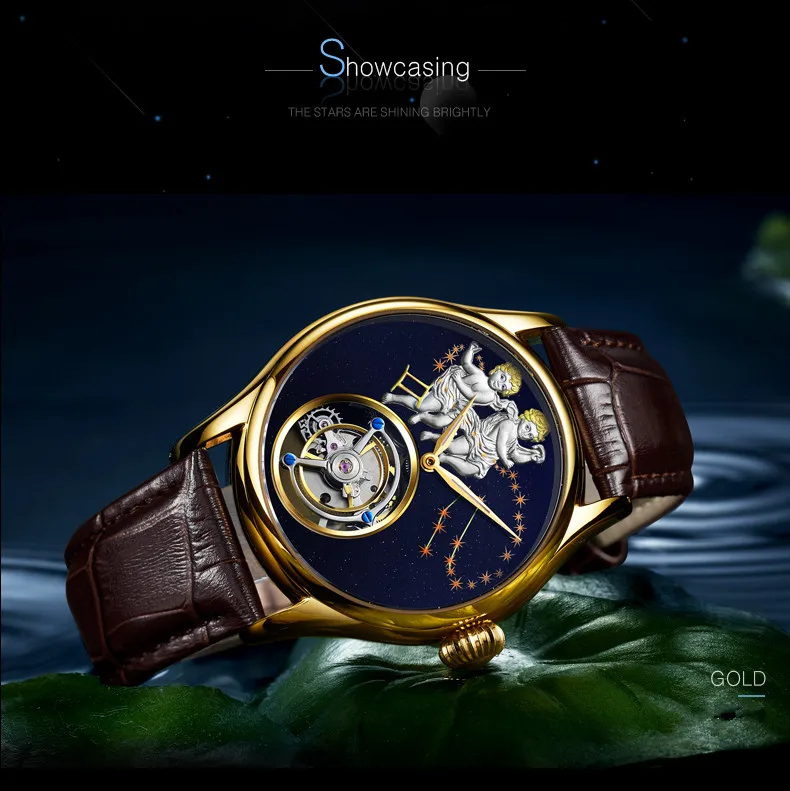 Relogio Masculino ANGELA BOS люксовый бренд Tourbillon автоматические часы мужские водонепроницаемые 3D GEMINI механические наручные часы мужские