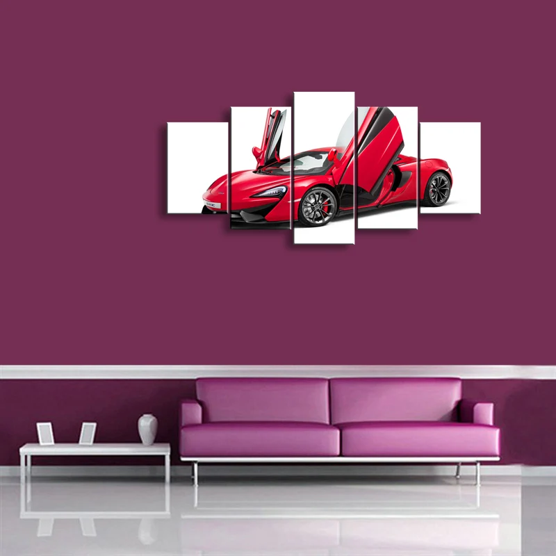 5 pieces high-definition print sports car canvas oil painting poster and wall art living room picture C5-010 | Дом и сад