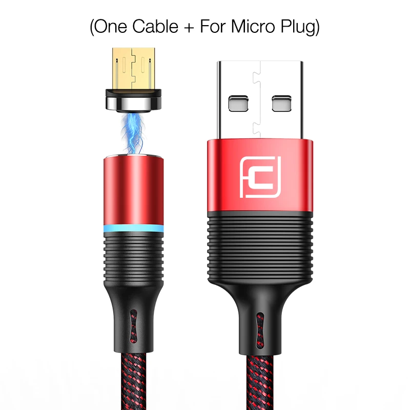Red for Micro CAFELE QC3.0 светодиодный магнитный USB кабель для iPhone usb type C Micro кабель для samsung huawei Xiaomi Oneplus 3A кабели для быстрой зарядки - Цвет: Red for Micro