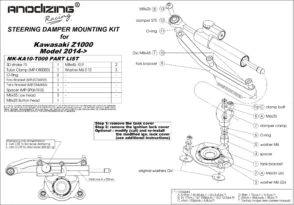 Полный комплект для мотоцикла с ЧПУ демпфер руля Stabilizerlinear линейный стабилизатор