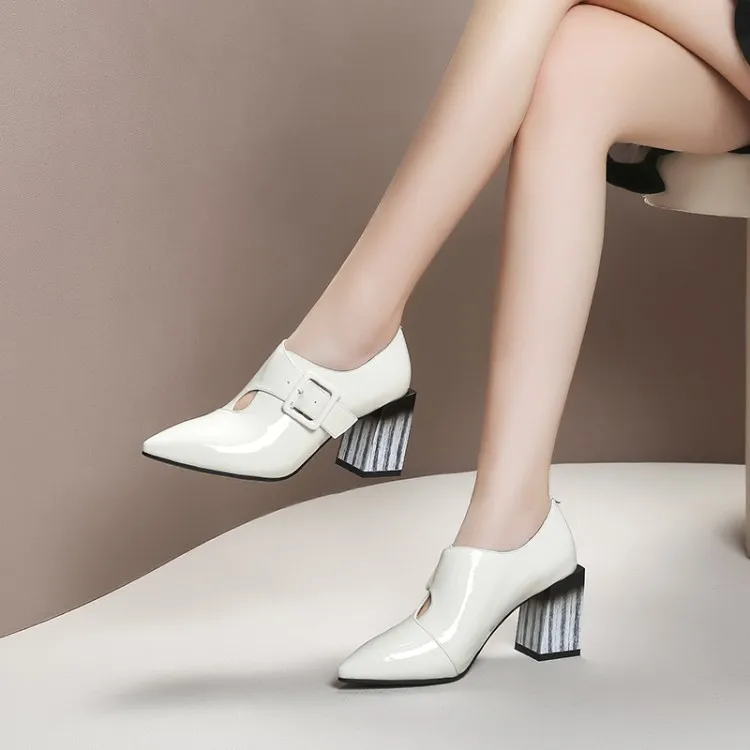 MLJUESE/женские туфли лодочки из коровьей кожи в римском стиле с пряжкой на ремешке