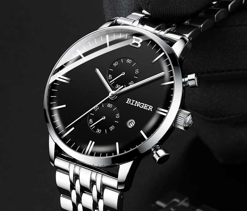 BINGER arc стекло Мужские часы Reloj Hombre мужские s часы лучший бренд класса люкс кварцевые часы спортивные водонепроницаемые Relogio Masculino Saat