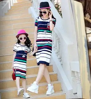 Одинаковое летнее платье для мамы и дочки Новинка 2016 года дочки|family fitted|daughter
