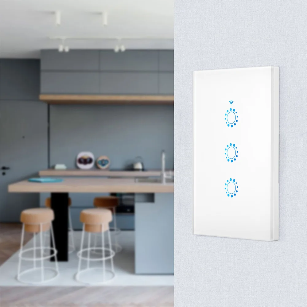 Нам Стандартный Smart Wi-Fi настенный сенсорный выключатель света 1/2/3 Gang Touch/Wifi/приложение удаленный контроллер для умного дома работать с Alexa Google Home