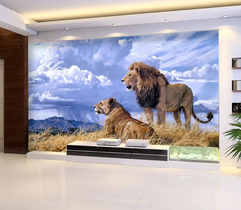 

[Self-Adhesive] 3D Grassland Lion 080 Wall Paper mural Wall Print Decal Wall Murals