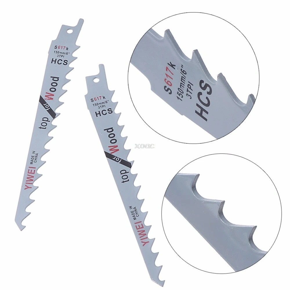 

2Pcs 6'' Blades Reciprocating Saw Sharp S617K Extra Sabre Pruning For Wood Safety May08 Dropship