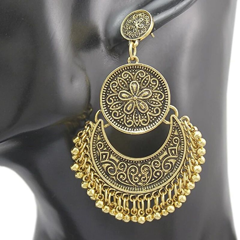 Женские винтажные этнические висячие серьги с парчой Балийского джумка джумки