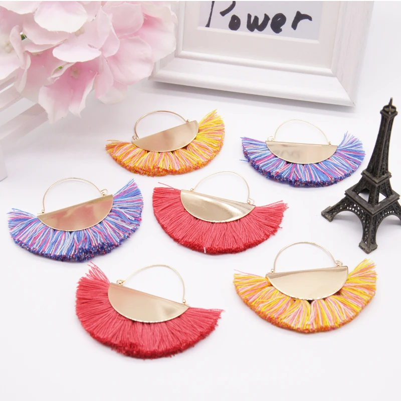 Coco & willow многоцветный бахрома веером форма Богемия кисточкой обруч серьги для