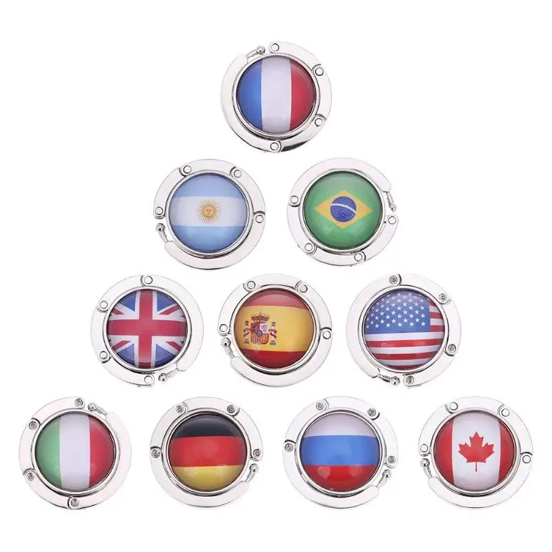 

10pcs New Cool Portable Metal Foldable Bag Purse Hook Bag Hanger Purse Hook Handbag Holder Shell Bag Folding Table Patriot Hook