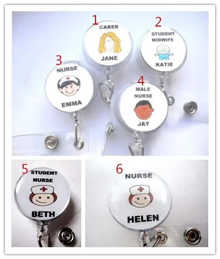 Индивидуальные имена медсестры Выдвижной id бейдж катушка 10 шт./лот|Булавки и