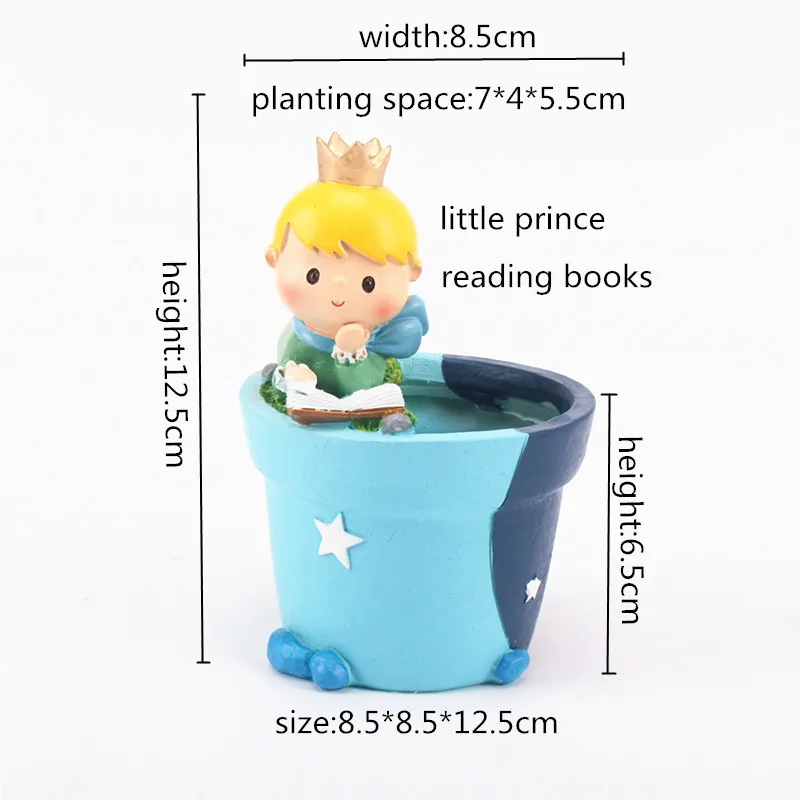 reading books Искусственные цветы мультфильм сказочный Маленький принц цветочный горшок поддельные цветы микро пейзаж сочетание украшение дома и офиса - Цвет: reading books