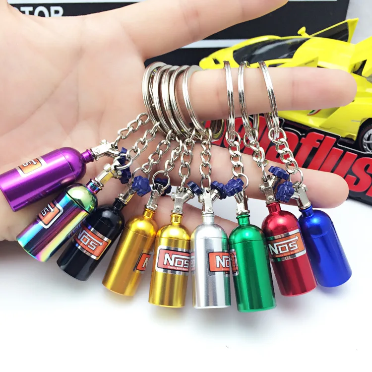 

Hot Car Creative Cute Mini NOS nitrogen Shape key chain Key Ring Couple Gift medicine bottle