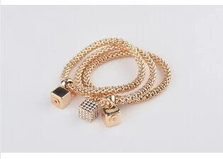 3 шт./лот женские браслеты Новые модные брендовые золотистые браслеты-цепочки с