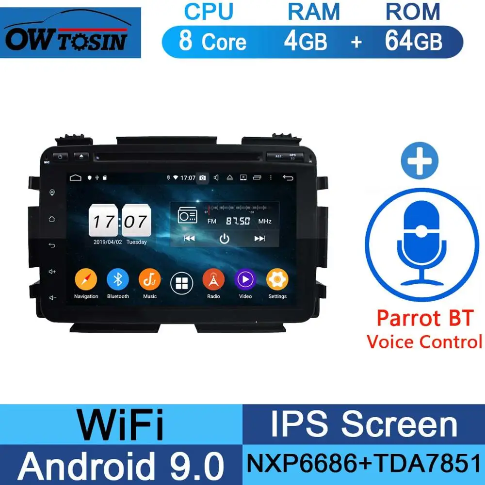 64G Parrot BT " ips 1920*1080 8Core 4G+ 64G Android 9,0 Автомобильный DVD плеер для Honda Vezel HR-V вариабельности сердечного ритма XR-V DSP радио gps - Цвет: 64G Parrot BT