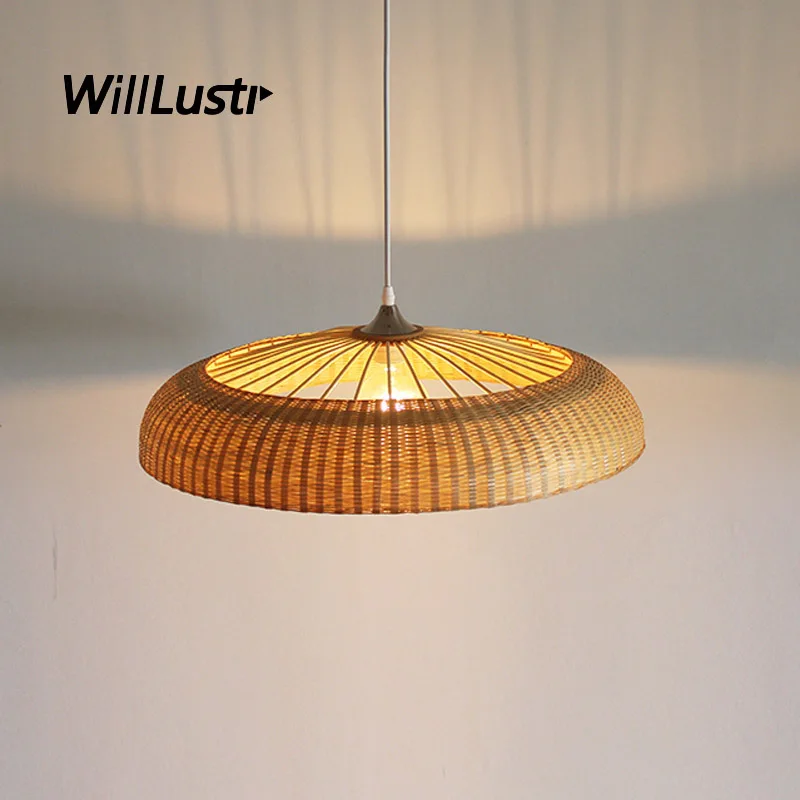 Креативная деревянная Подвесная лампа из бамбука подвесной светильник для кафе