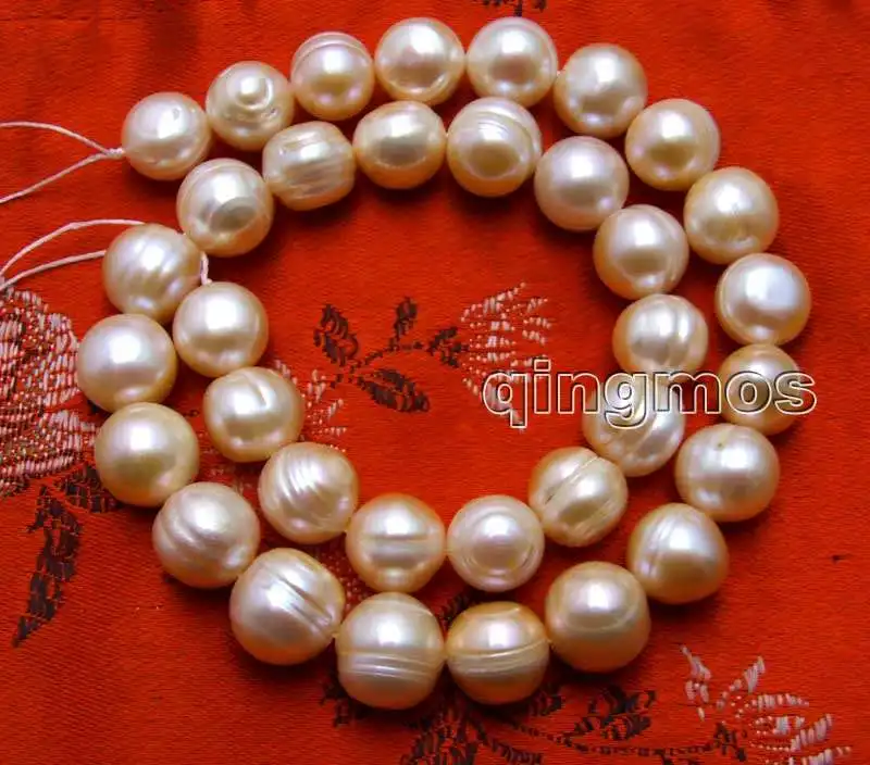 

SALE Big 10-13mm Pink Round Natural freshwater PEARL Loose beads strands 14"-los704 Wholesale/retail Free ship