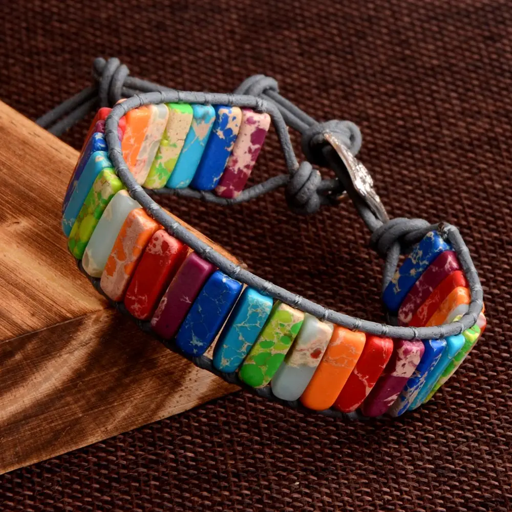 Браслет из 7 Чакр ручной работы натуральный богемский камень Бусины натуральной