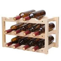 Wholesale Solid Wood Creative Folding Red Wine Rack Home Strong and Durable 12 Bottles champagne wine holder beer stand