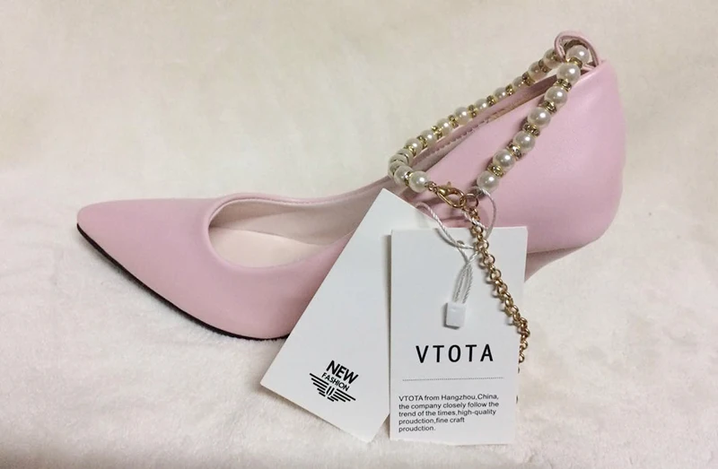 VTOTA/ г.; женские туфли-лодочки на высоком каблуке; туфли с декоративным шнурком с бусинами; женская пикантная женская обувь на ремешке с кольцом; кожаная обувь с острым носком; zapatos mujer