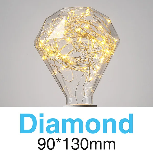 Diamond-WW E27 Светодиодный светильник накаливания 40 Вт 1,8 Вт RGB теплый белый ac220в лампа Эдисона праздничное Рождественское украшение лампада DIY для гостиной - Цвет: Diamond-WW