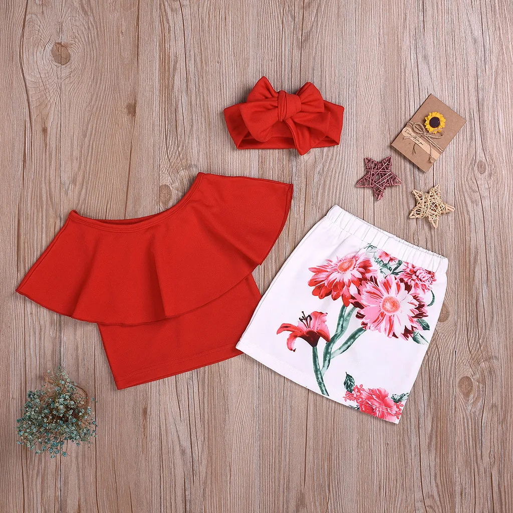 Летняя детская одежда для маленьких девочек рубашка с открытыми плечами топ +