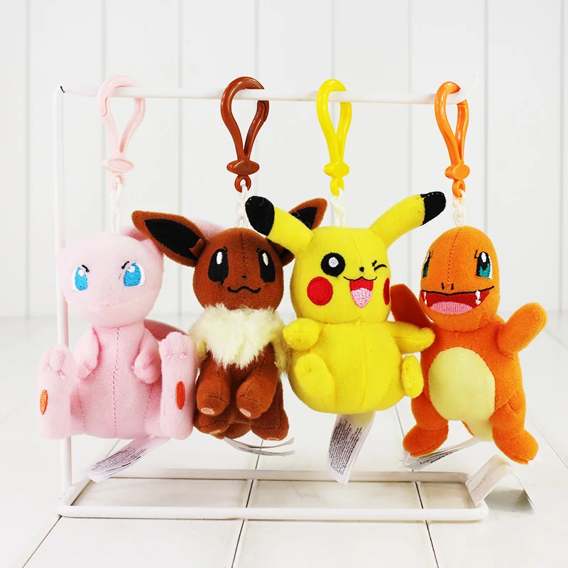 9~ 11 см Kawaii аниме Mew Piplup Squirtle Bulbasaur Eevee плюшевая игрушка мягкая кукла подвеска брелок с крючком