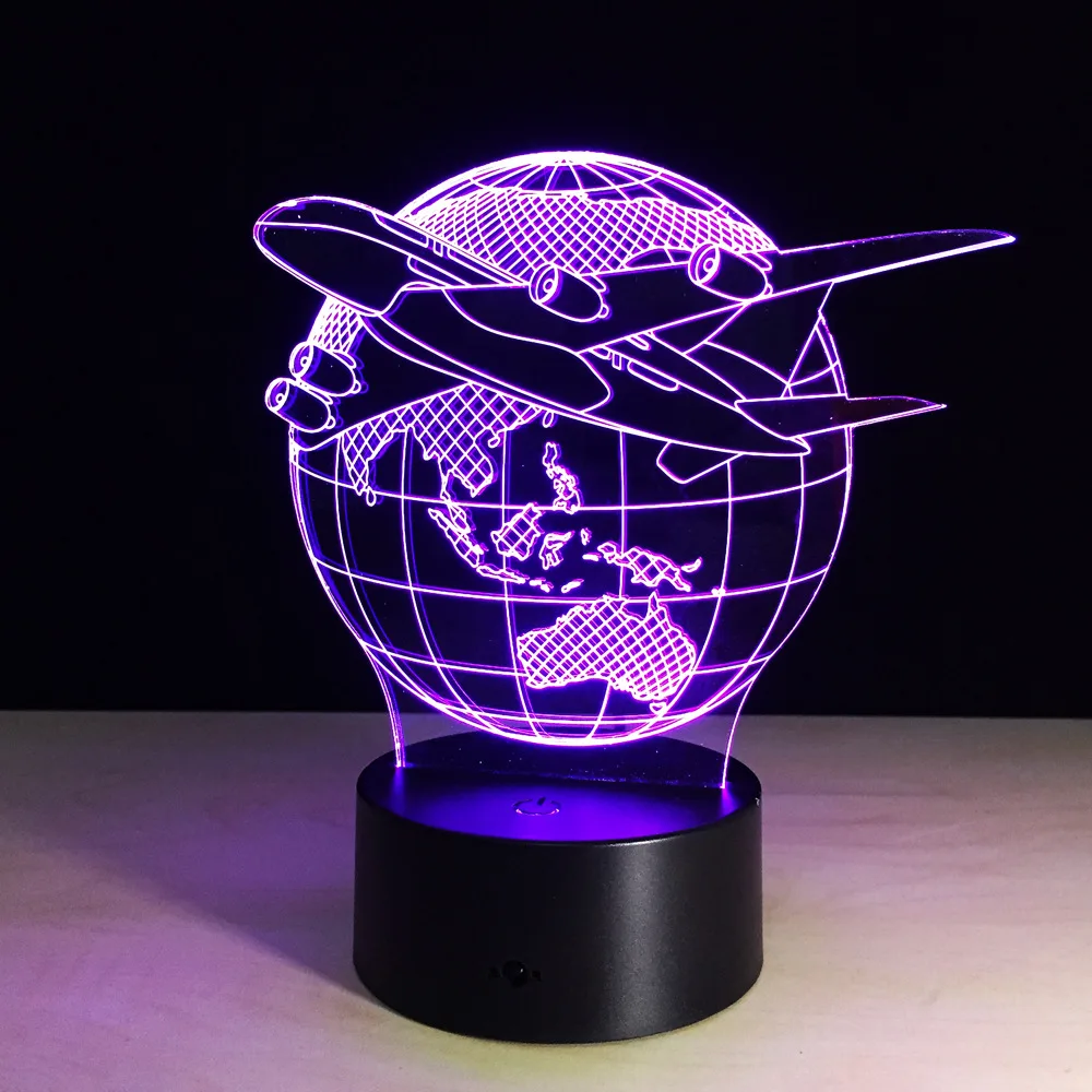 Крутая игрушка 3D военный самолет лампа модель творческий ночной Светильник Touch