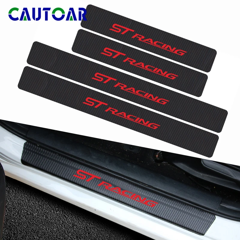 4 шт. Защитная Наклейка на порог автомобиля ST RACING для FORD FOCUS 2 3 Mondeo Fiesta Kuga MK2 MK3